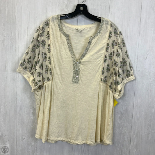 Top Short Sleeve By Lucky Brand In Cream, Size: 3x