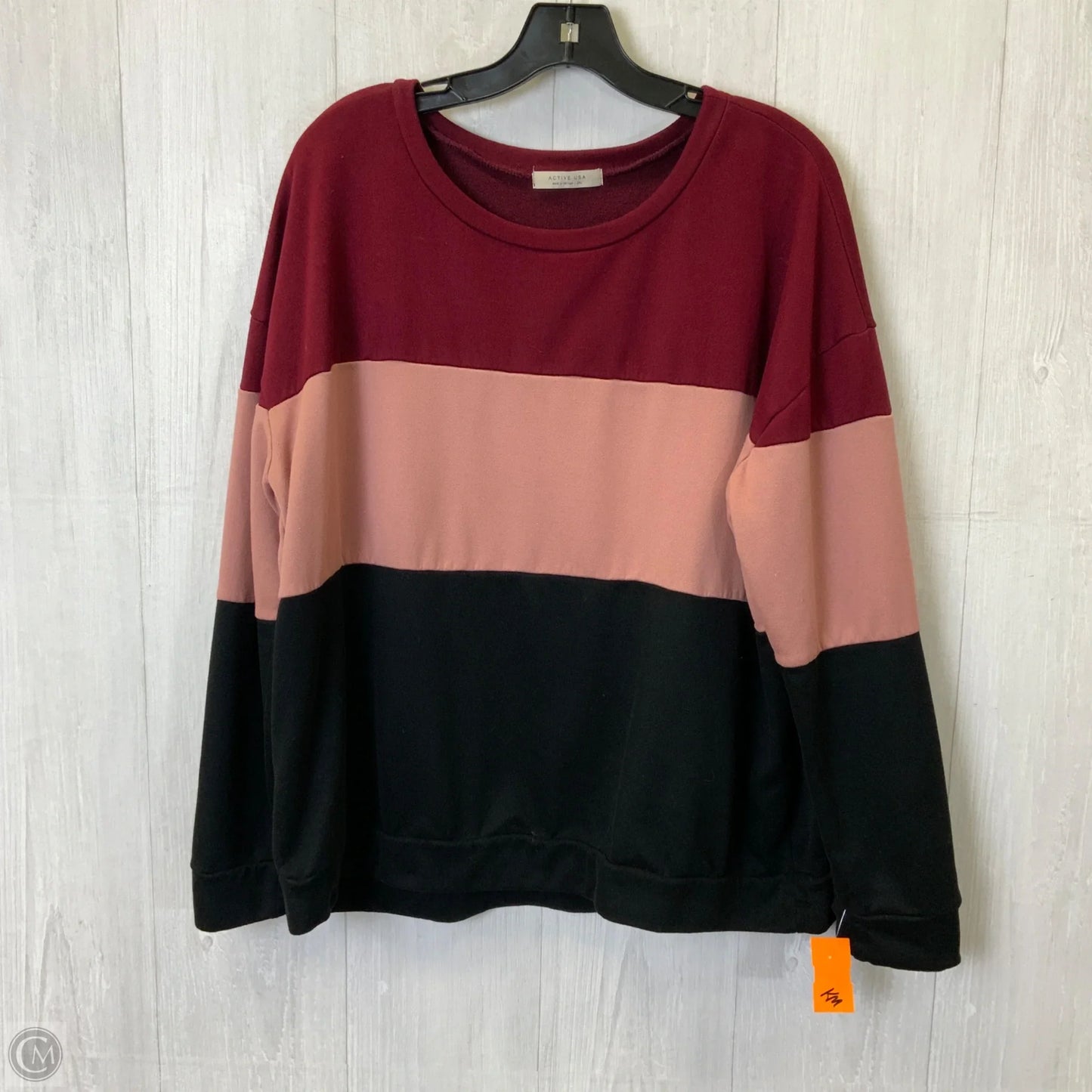 Top Long Sleeve By Active Usa In Maroon, Size: 1x
