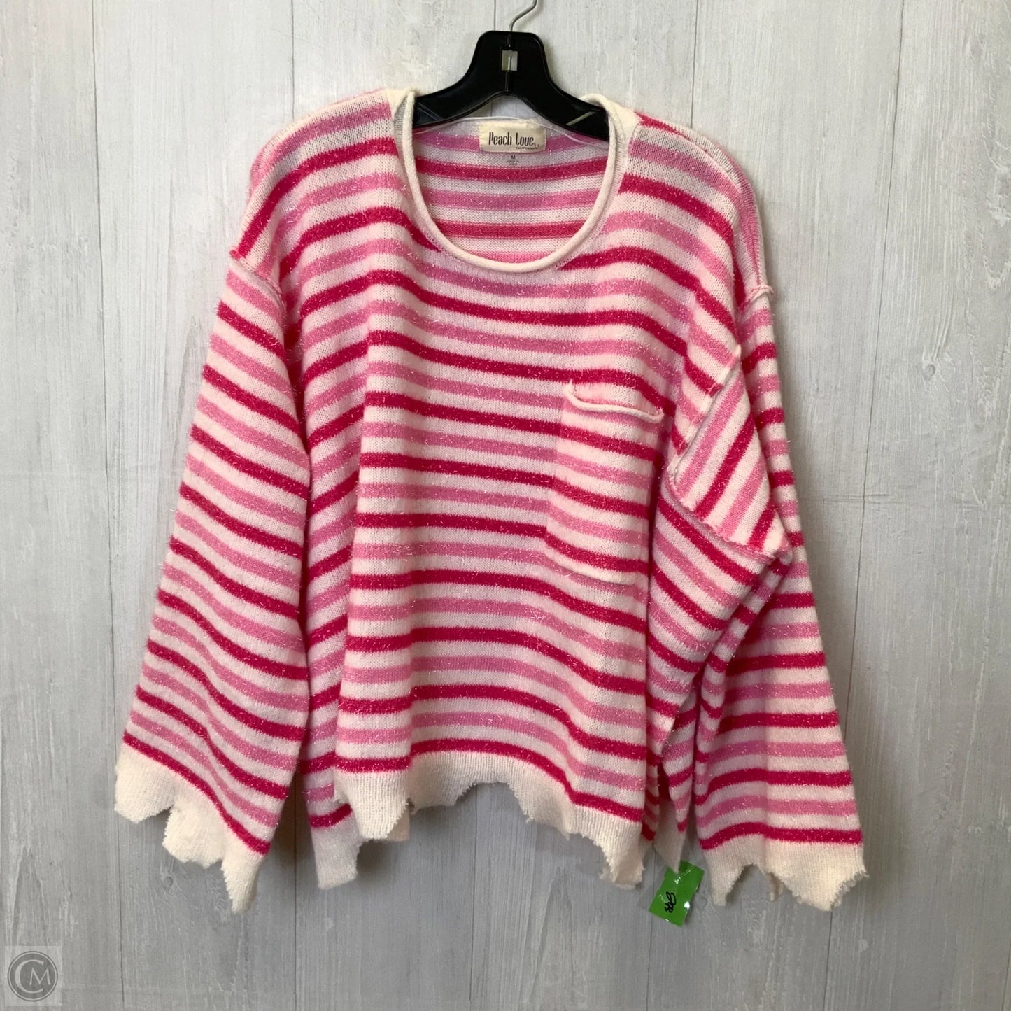 Sweater By Peach Love Cream California In Pink & White, Size: M