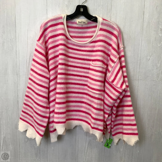 Sweater By Peach Love Cream California In Pink & White, Size: M