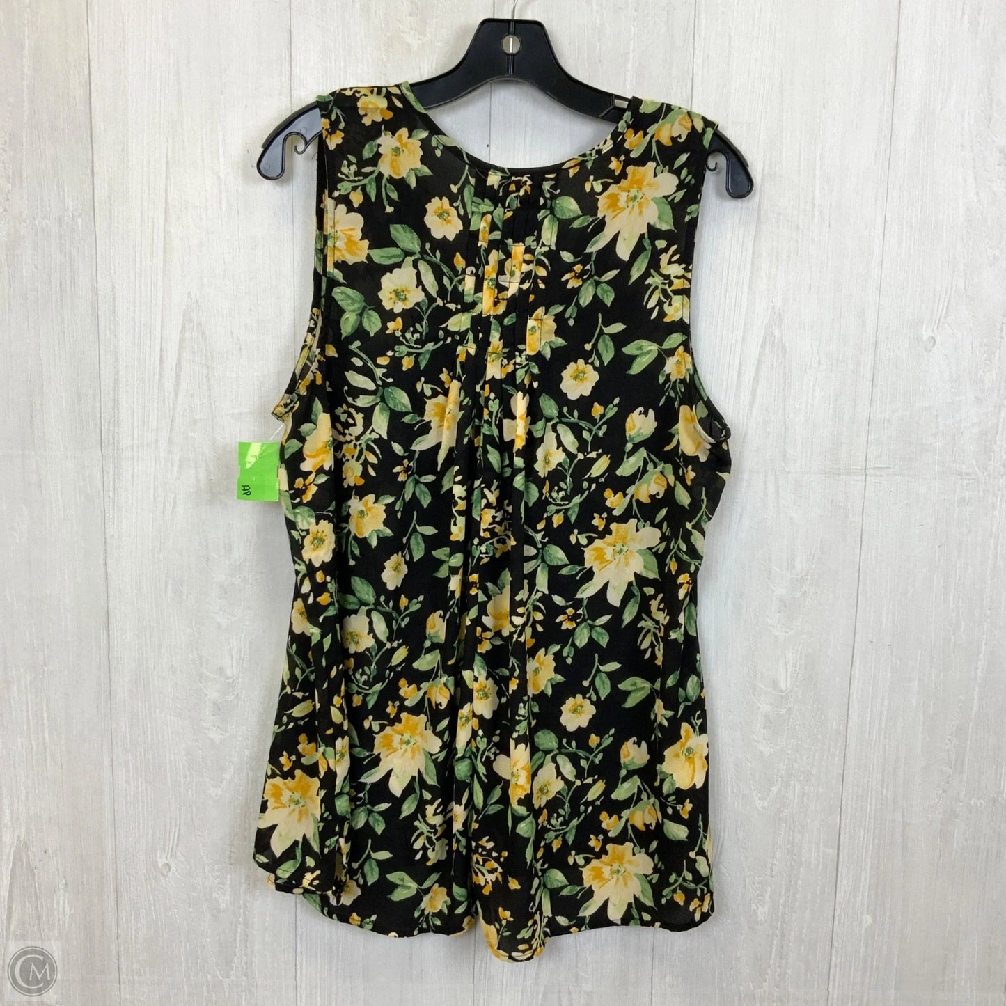Top Sleeveless By Bobeau In Black & Yellow, Size: Xl