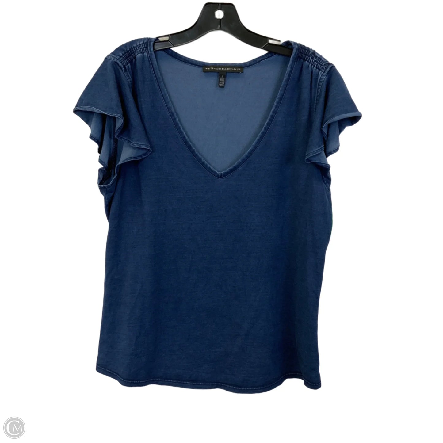 Top Short Sleeve Basic By White House Black Market In Navy, Size: L