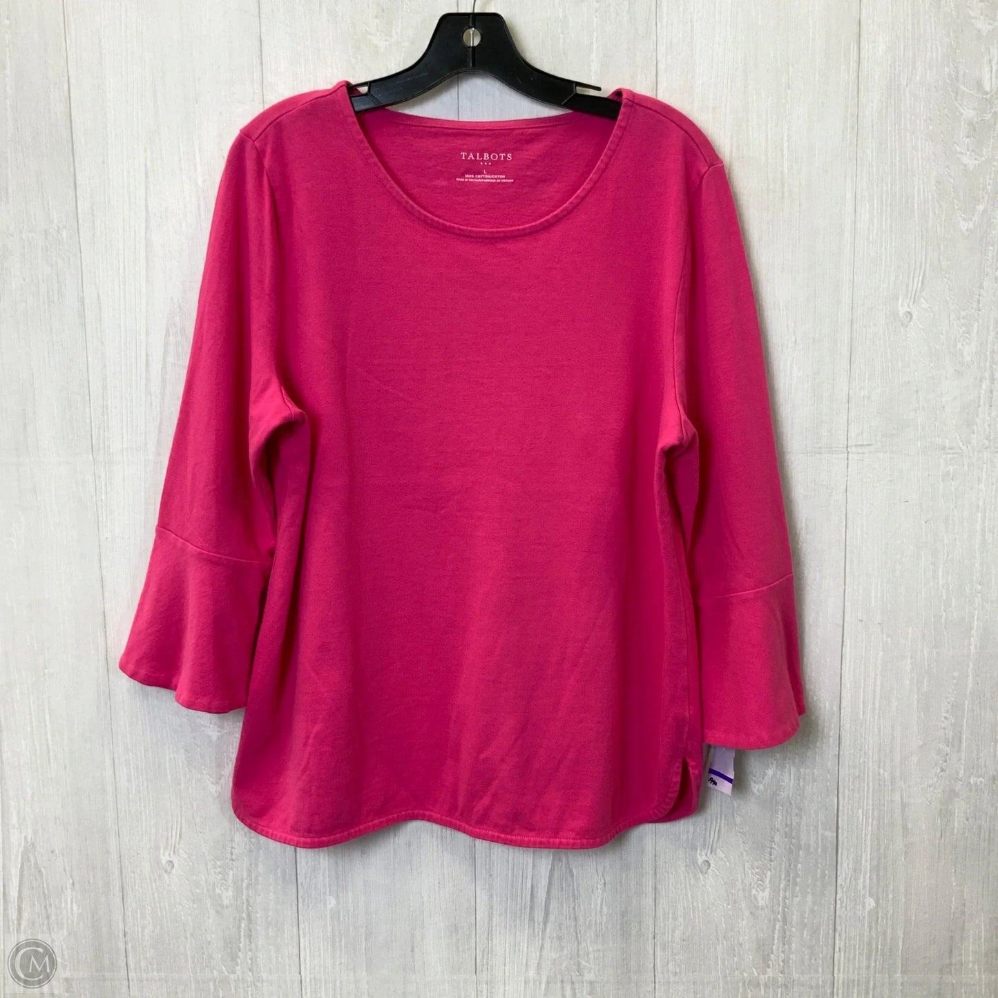 Top 3/4 Sleeve Basic By Talbots In Pink, Size: L