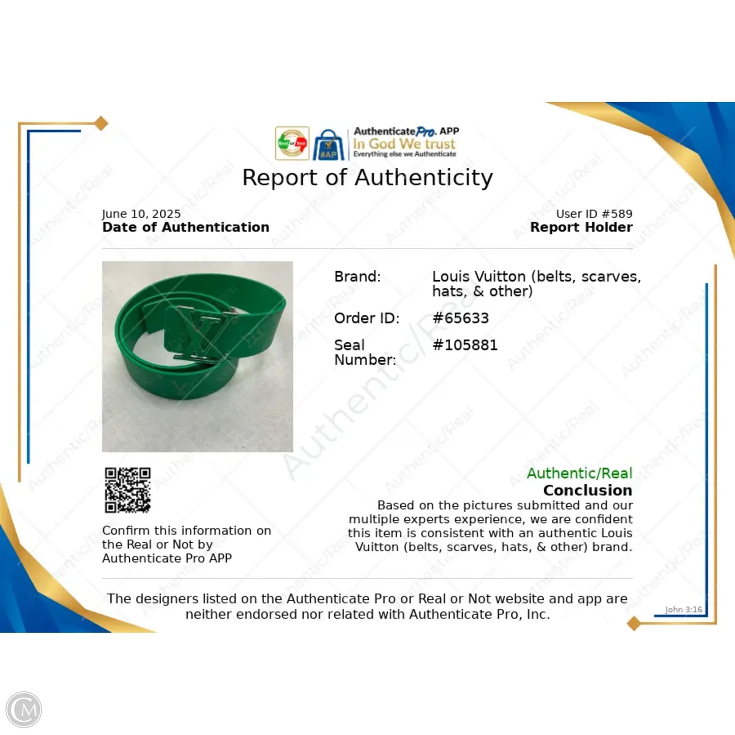 Belt Luxury Designer By Louis Vuitton, Size: Large