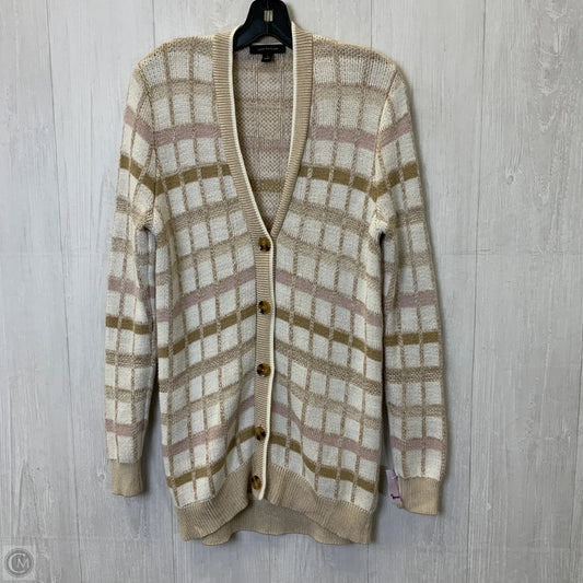 Sweater Cardigan By Ann Taylor In Cream & Tan, Size: S