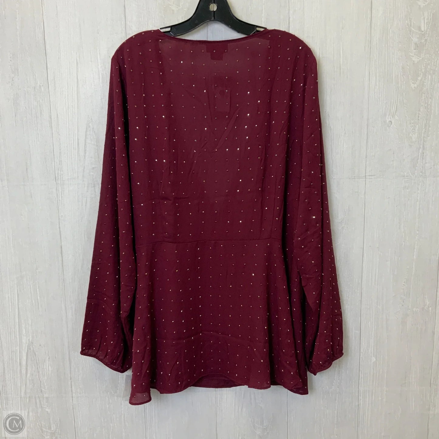Blouse Long Sleeve By City Chic In Maroon, Size: 3x
