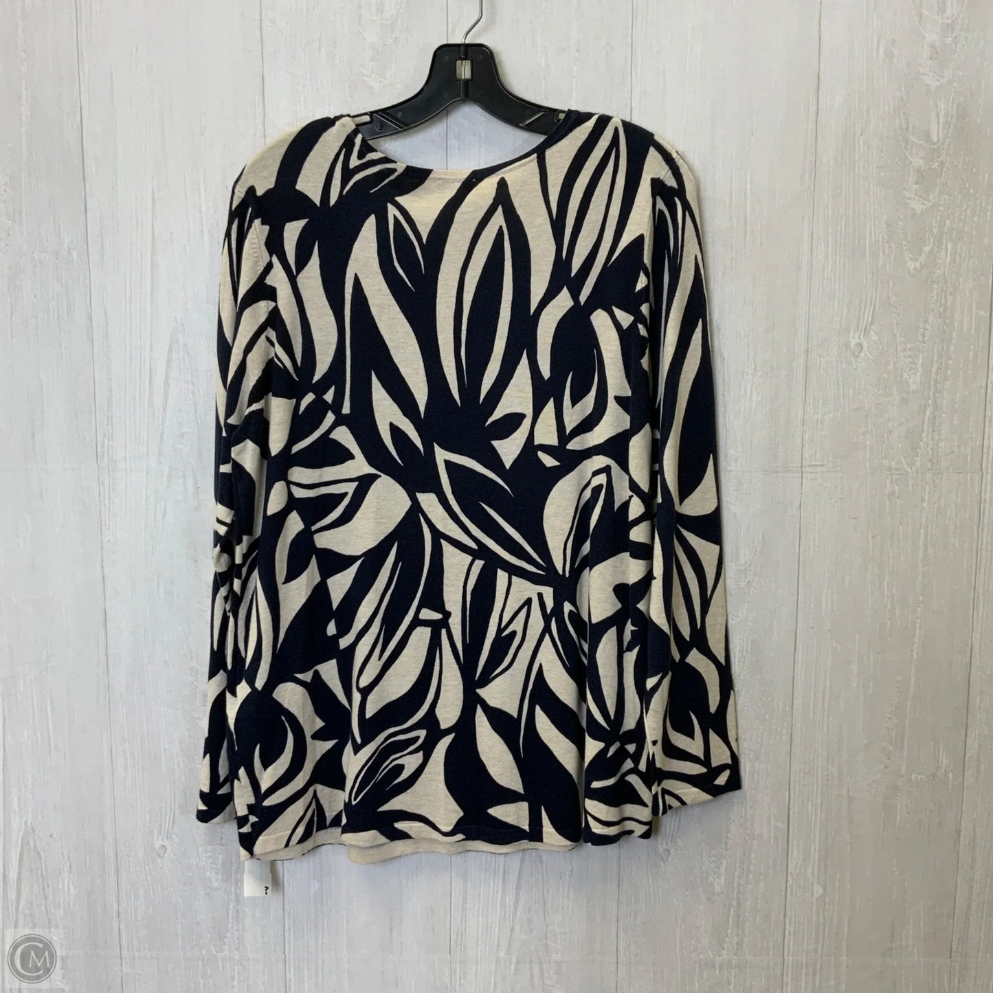 Top Long Sleeve By Chicos In Black & Cream, Size: L