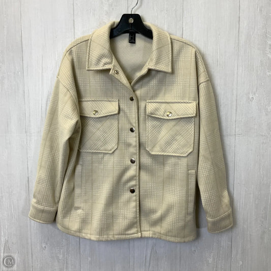 Jacket Shirt By Forever 21 In Cream, Size: S