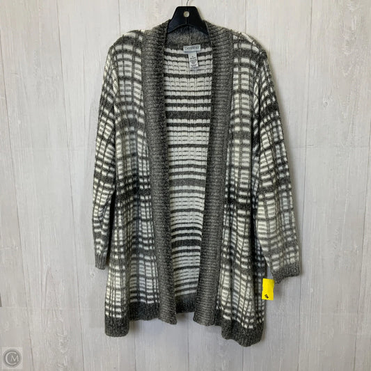 Sweater Cardigan By Catherines In Grey & White, Size: 2x