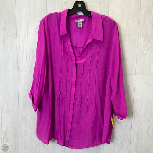 Blouse 3/4 Sleeve By Catherines In Purple, Size: 2x