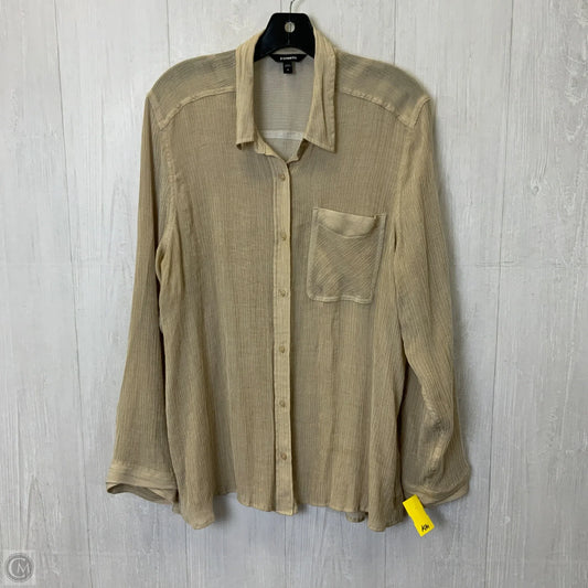Blouse Long Sleeve By Express In Tan, Size: Xl
