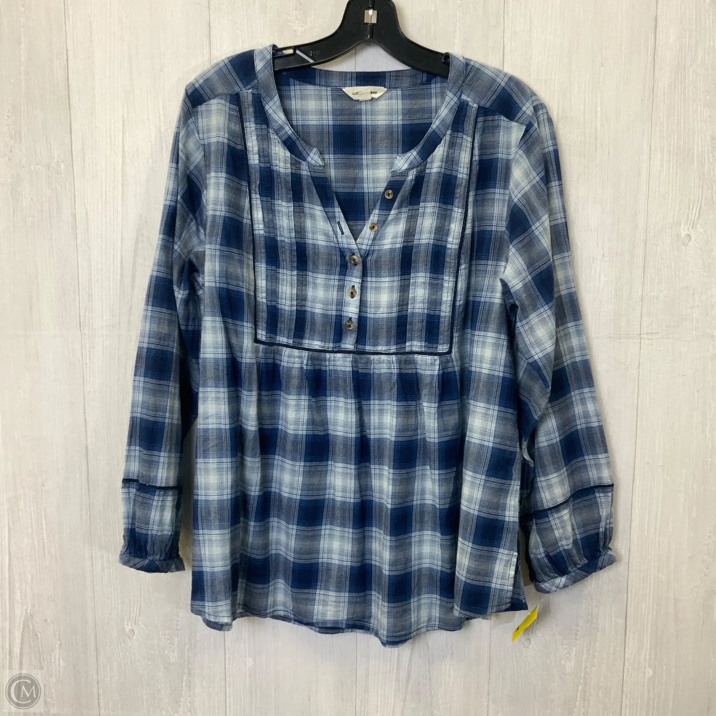 Blouse Long Sleeve By Lucky Brand In Blue, Size: L