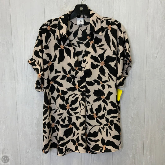 Blouse Short Sleeve By Cabi In Black & Cream, Size: M