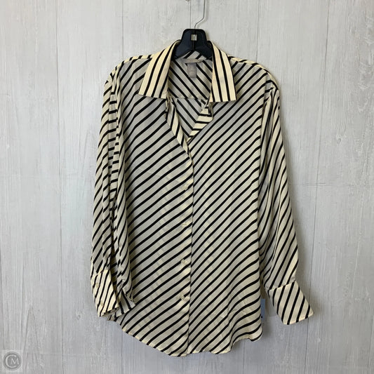 Blouse Long Sleeve By H&m In Blue & Cream, Size: M