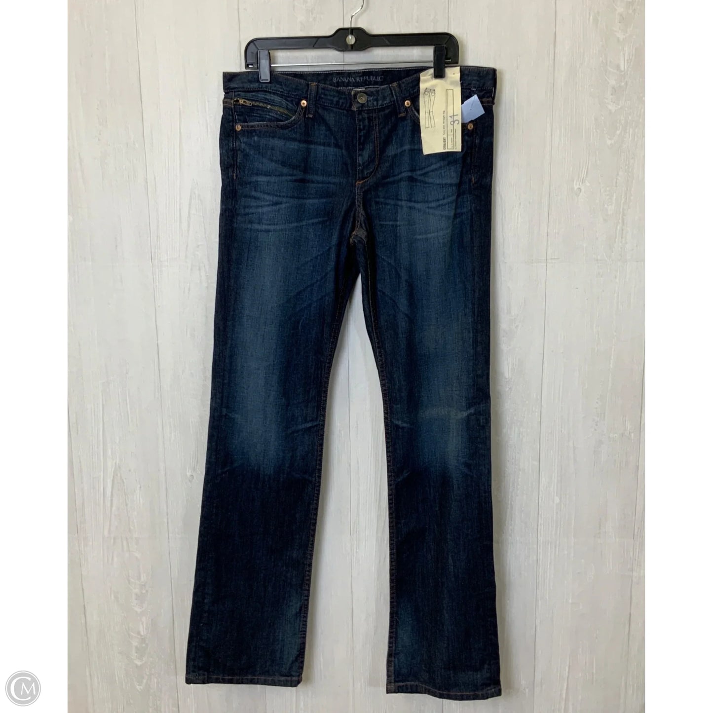 Jeans Straight By Banana Republic In Blue Denim, Size: 12l