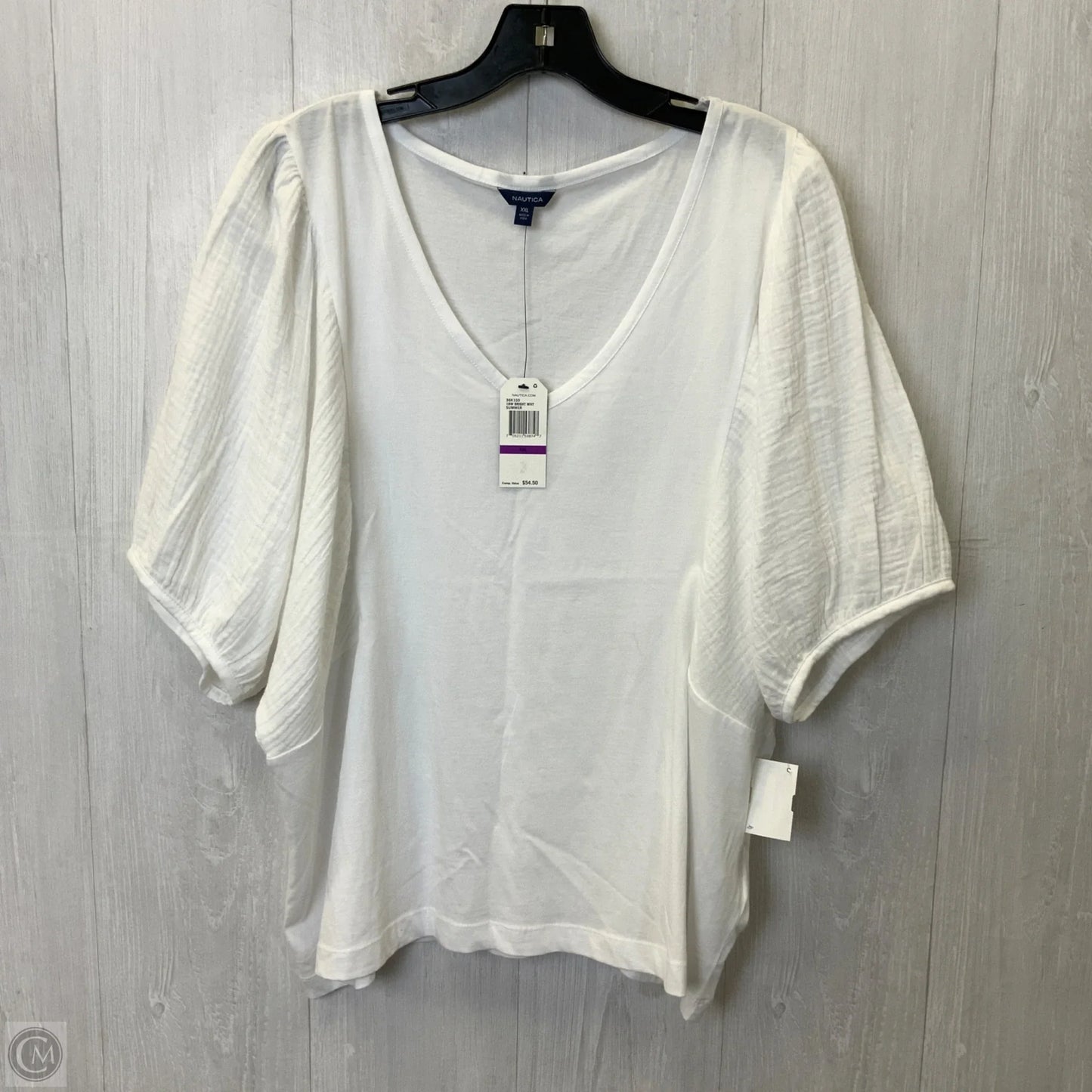 Top Short Sleeve By Nautica In White, Size: Xxl
