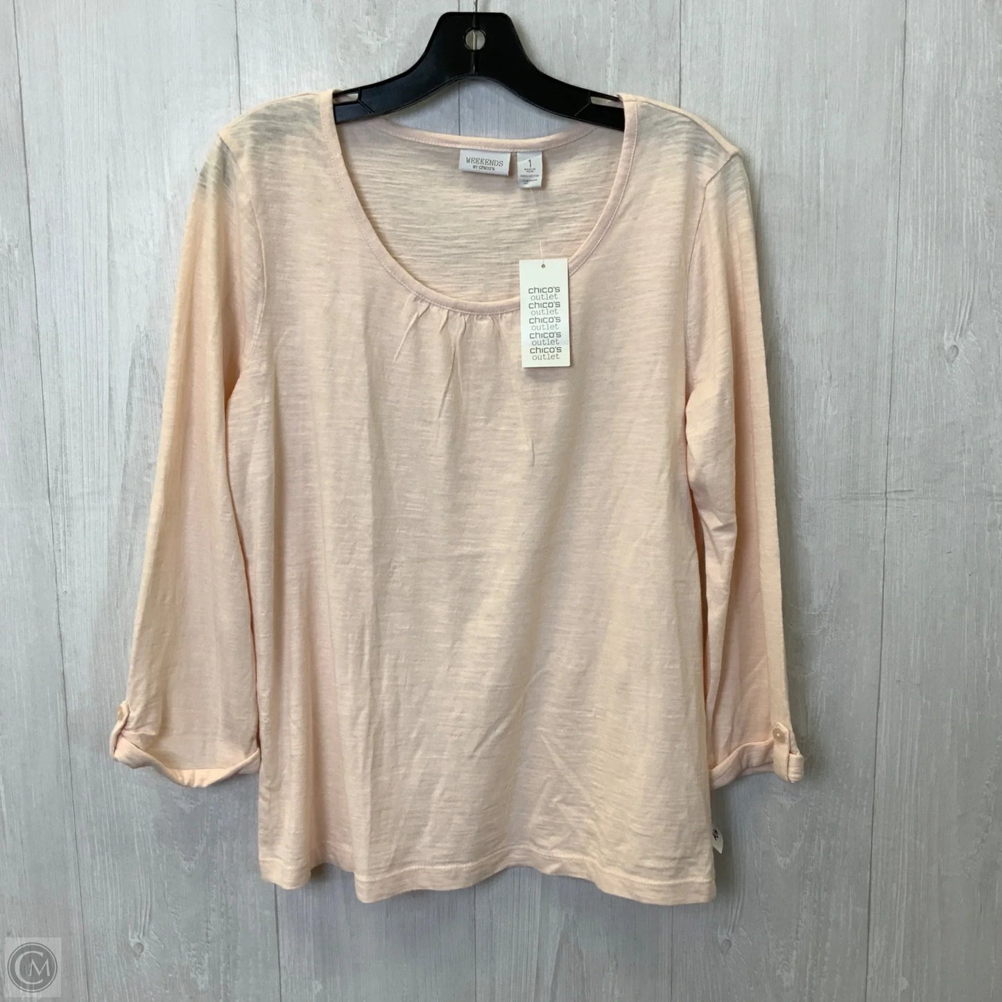 Top 3/4 Sleeve Basic By Chicos In Pink, Size: M