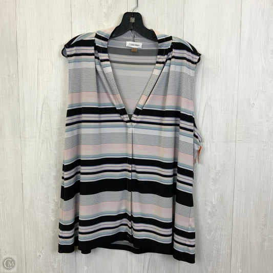 Top Sleeveless By Calvin Klein In Striped Pattern, Size: 1x