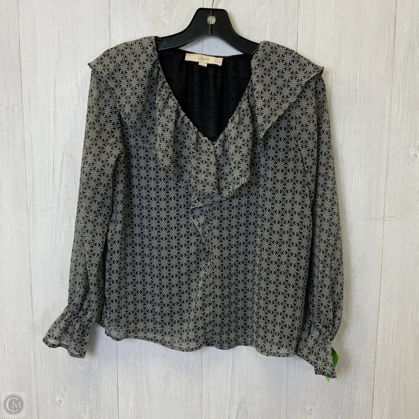 Top Long Sleeve By Loft In Black & Blue, Size: Xsp