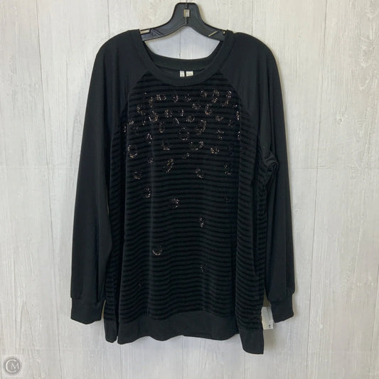 Sweatshirt Crewneck By Cato In Black, Size: 1x