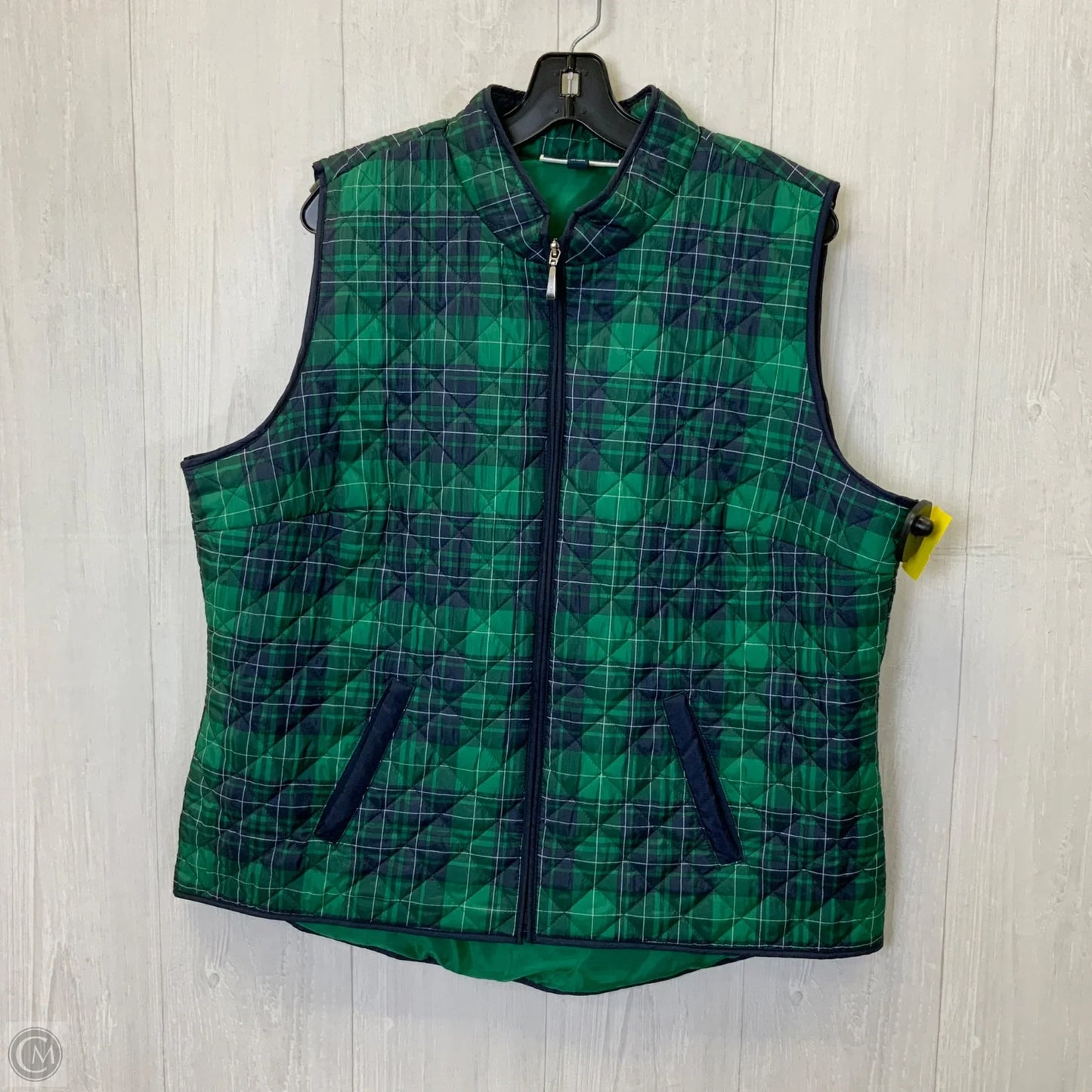 Vest Puffer & Quilted By Kendra Scott In Plaid Pattern, Size: Xl