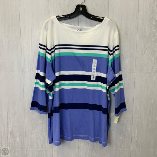 Top 3/4 Sleeve By Croft And Barrow In Striped Pattern, Size: 3x