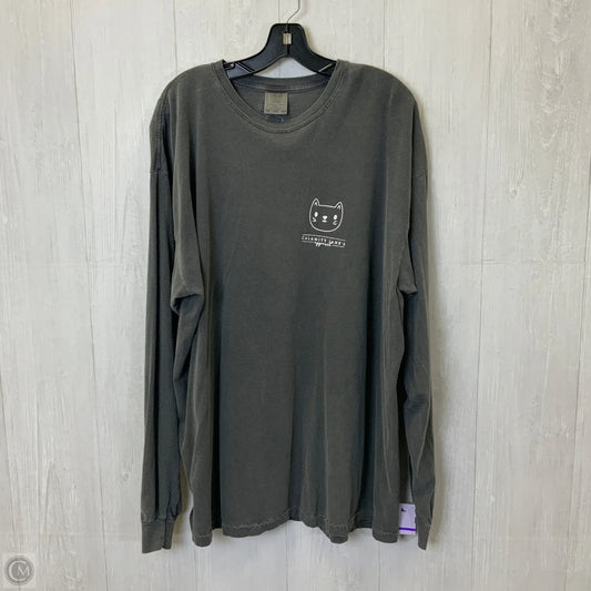 Top Long Sleeve By Comfort Colors In Grey, Size: 2x