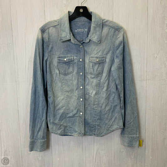 Top Long Sleeve By Gap In Blue Denim, Size: M