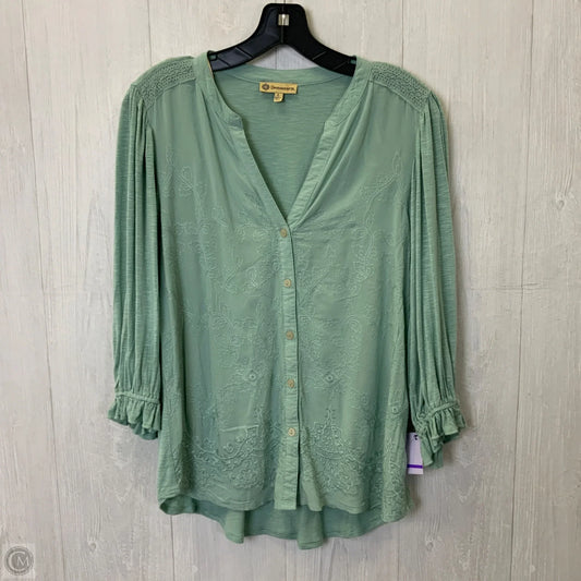 Top 3/4 Sleeve By Democracy In Green, Size: L