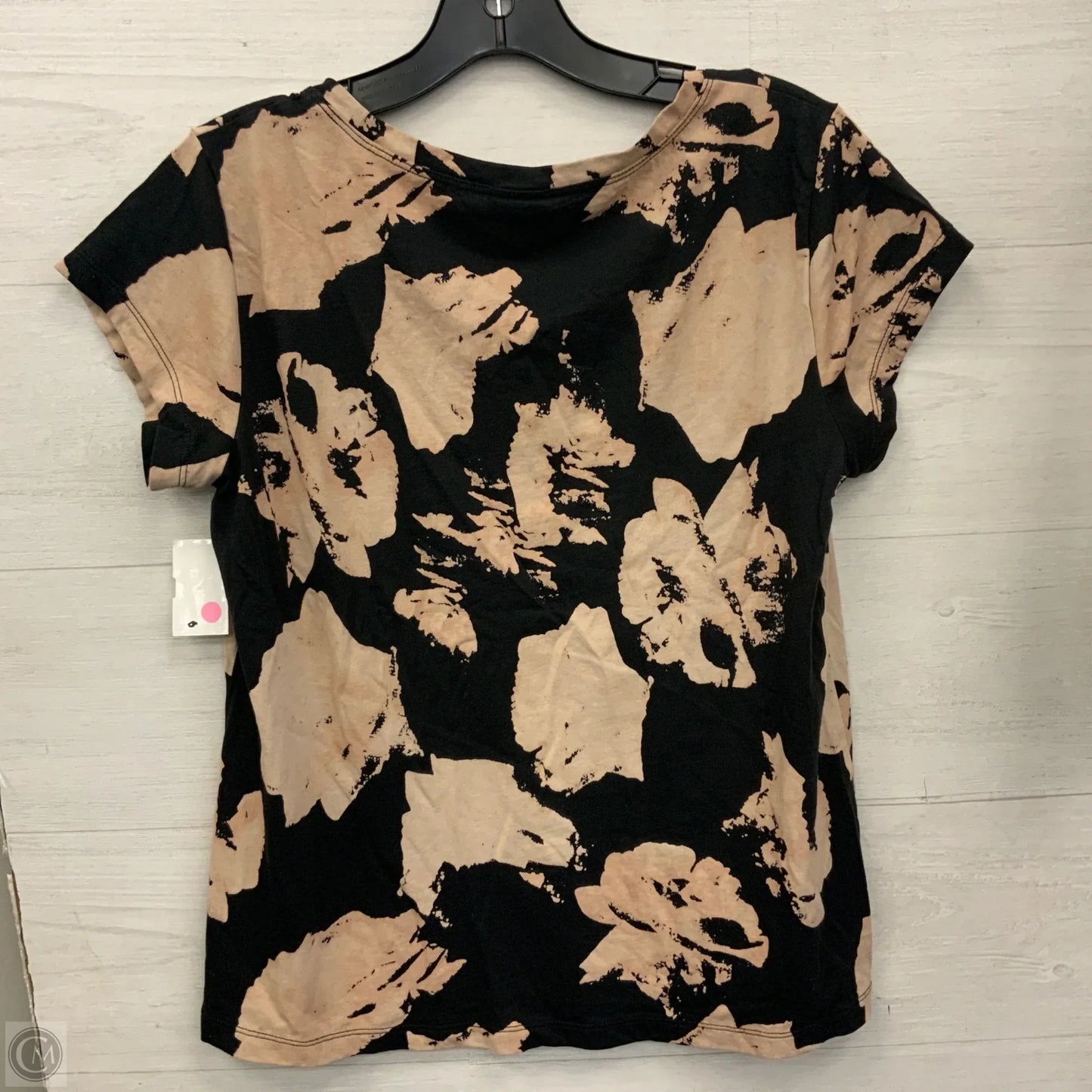 Top Short Sleeve Basic By Cabi In Black & Cream, Size: S