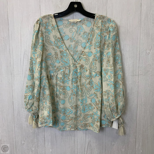 Top 3/4 Sleeve By Lovestitch In Blue & Cream, Size: M