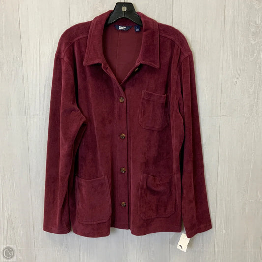 Blouse Long Sleeve By Lands End In Maroon, Size: L