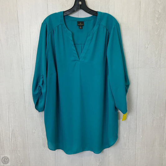 Blouse Long Sleeve By Worthington In Teal, Size: 3x