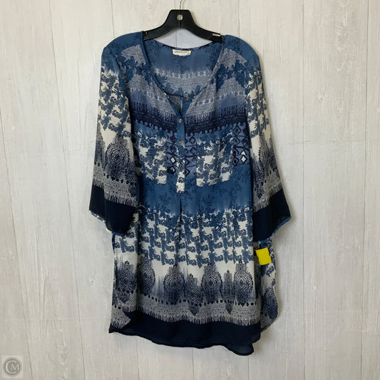 Blouse 3/4 Sleeve By Westport In Blue & White, Size: 2x
