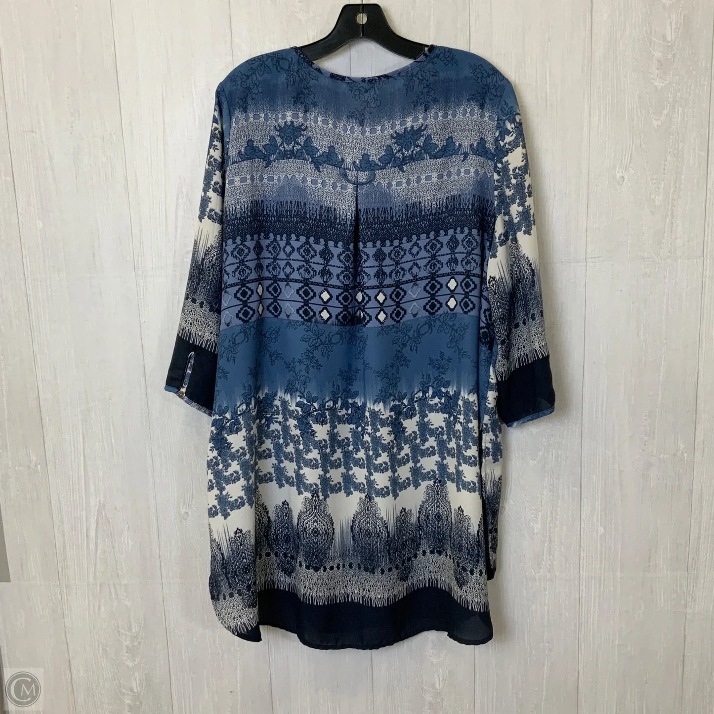 Blouse 3/4 Sleeve By Westport In Blue & White, Size: 2x