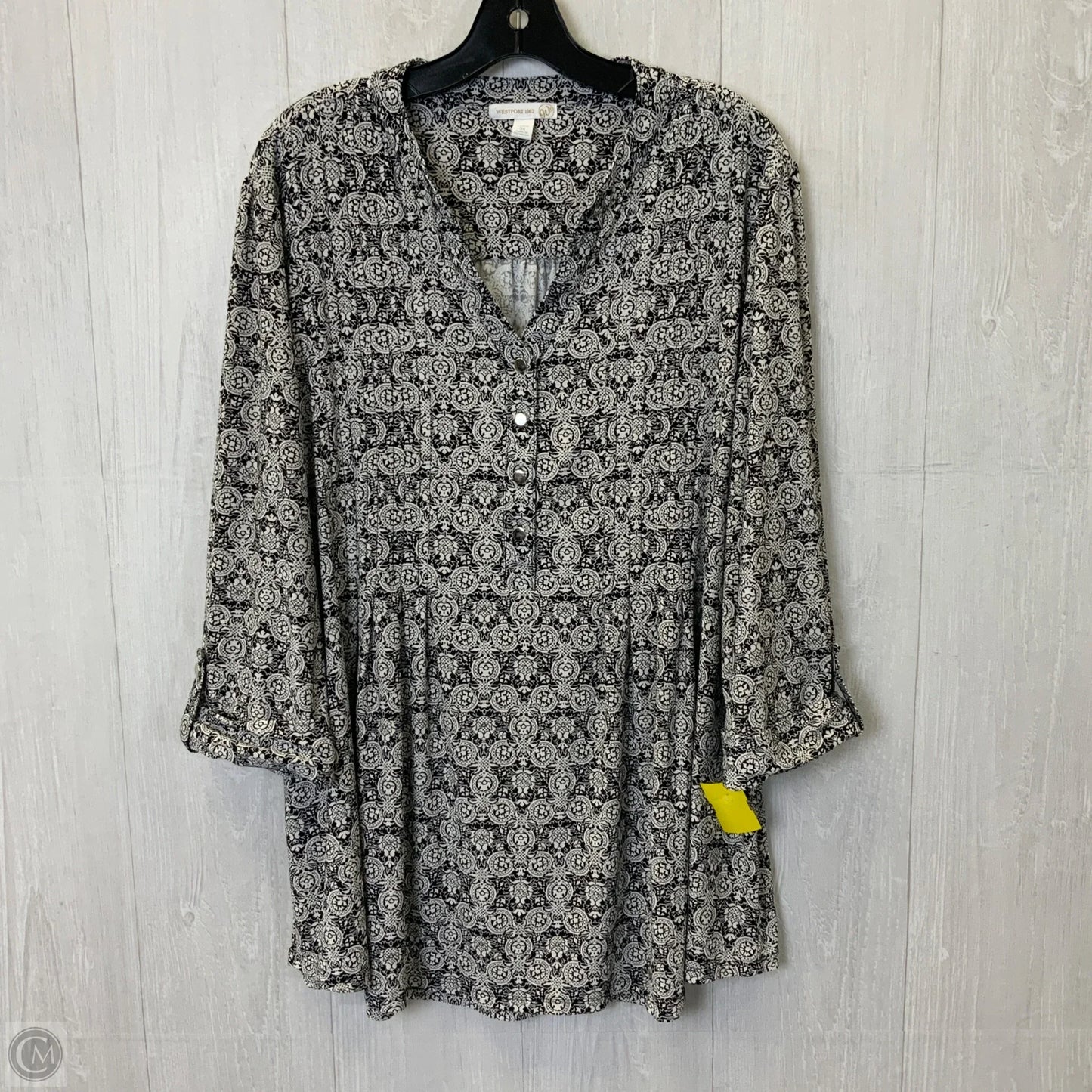 Blouse 3/4 Sleeve By Westport In Black & White, Size: 3x