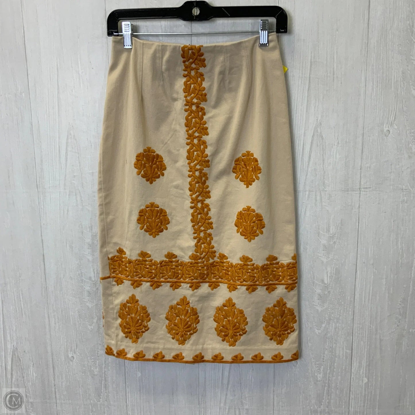 Skirt Midi By Anthropologie In Cream & Orange, Size: Xs