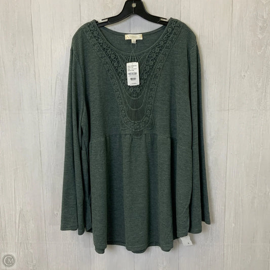 Top Long Sleeve By Suzanne Betro In Green, Size: 3x