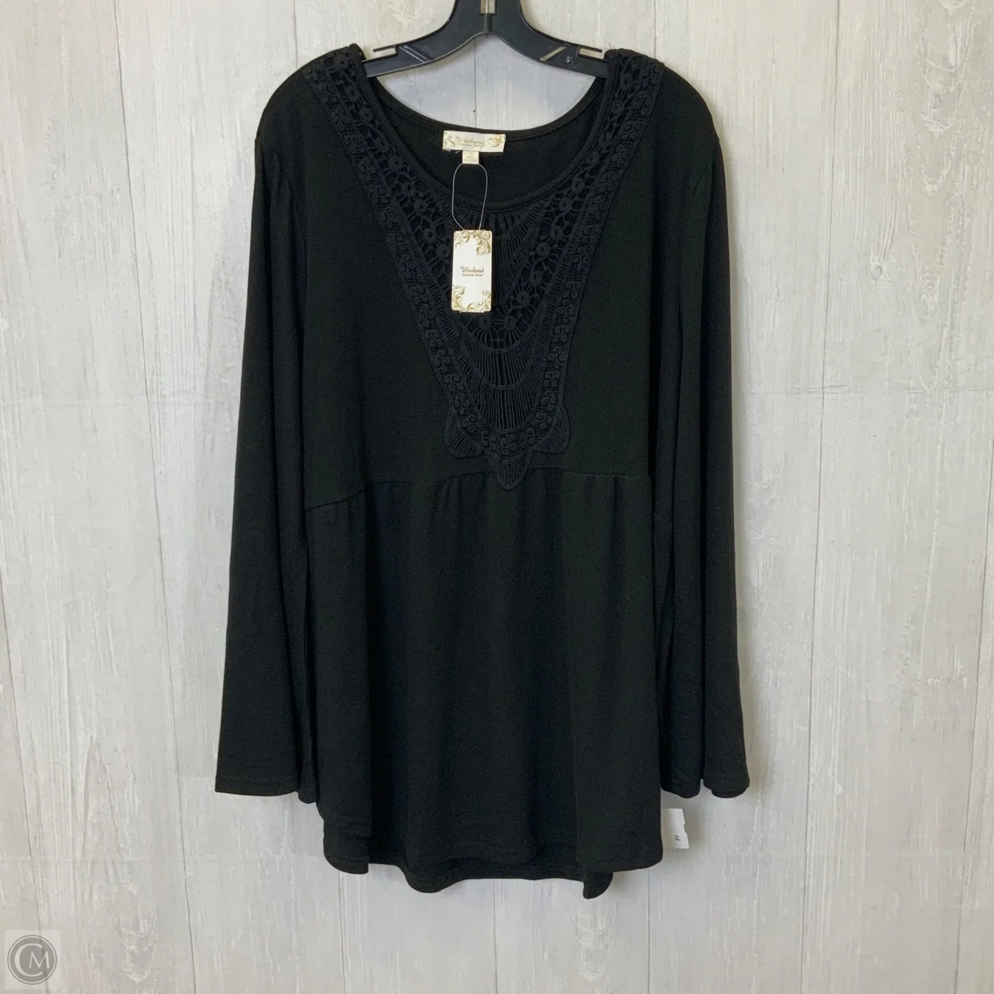 Top Long Sleeve By Suzanne Betro In Black, Size: 3x