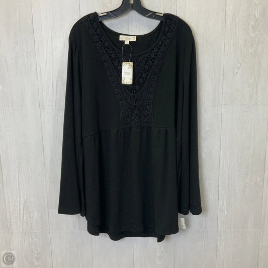 Top Long Sleeve By Suzanne Betro In Black, Size: 3x