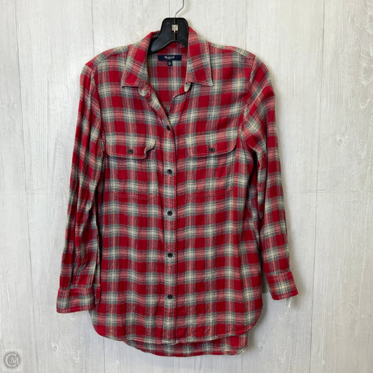 Top Long Sleeve By Madewell In Plaid Pattern, Size: Xs