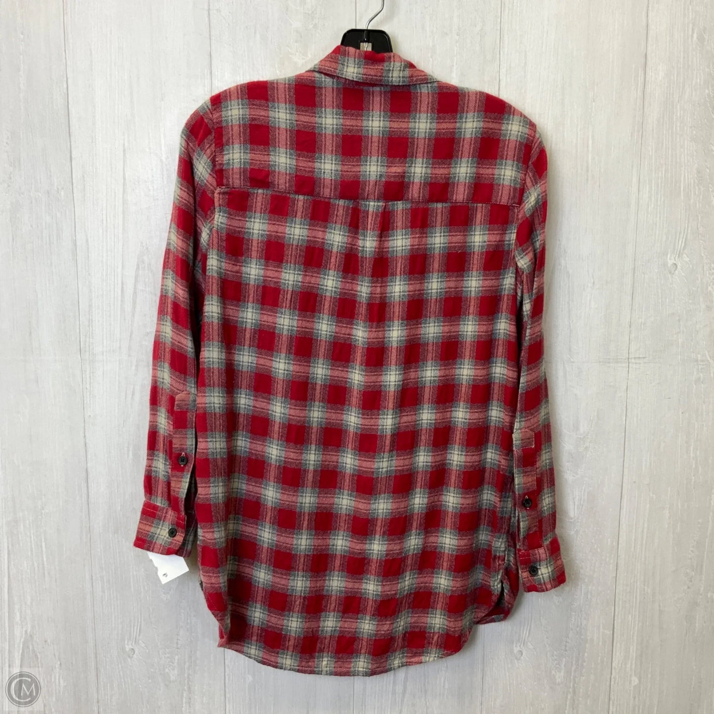 Top Long Sleeve By Madewell In Plaid Pattern, Size: Xs