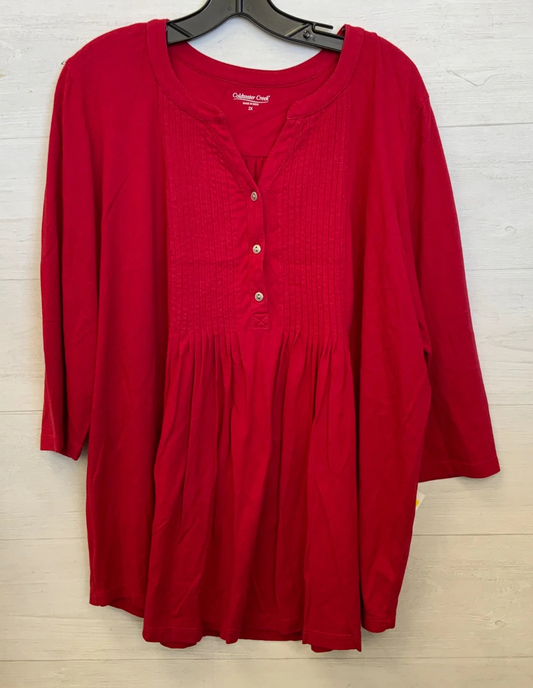 Top 3/4 Sleeve Basic By Coldwater Creek In Red, Size: 2x