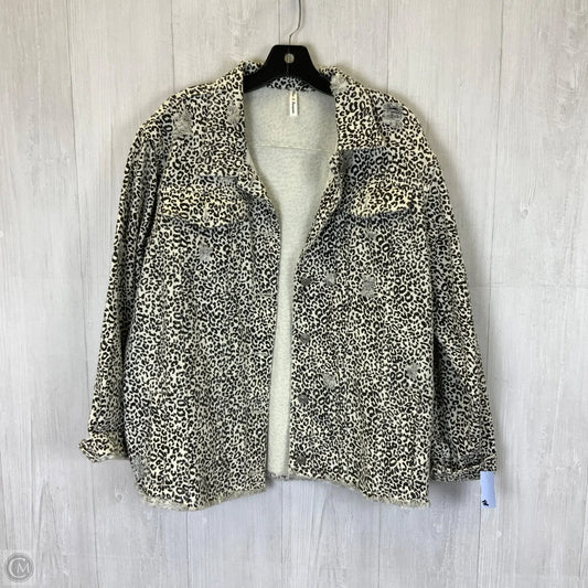 Jacket Denim By Clothes Mentor In Leopard Print, Size: 1x