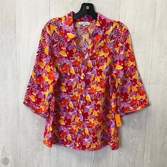 Top 3/4 Sleeve By Sara Michelle In Multi-colored, Size: Xl