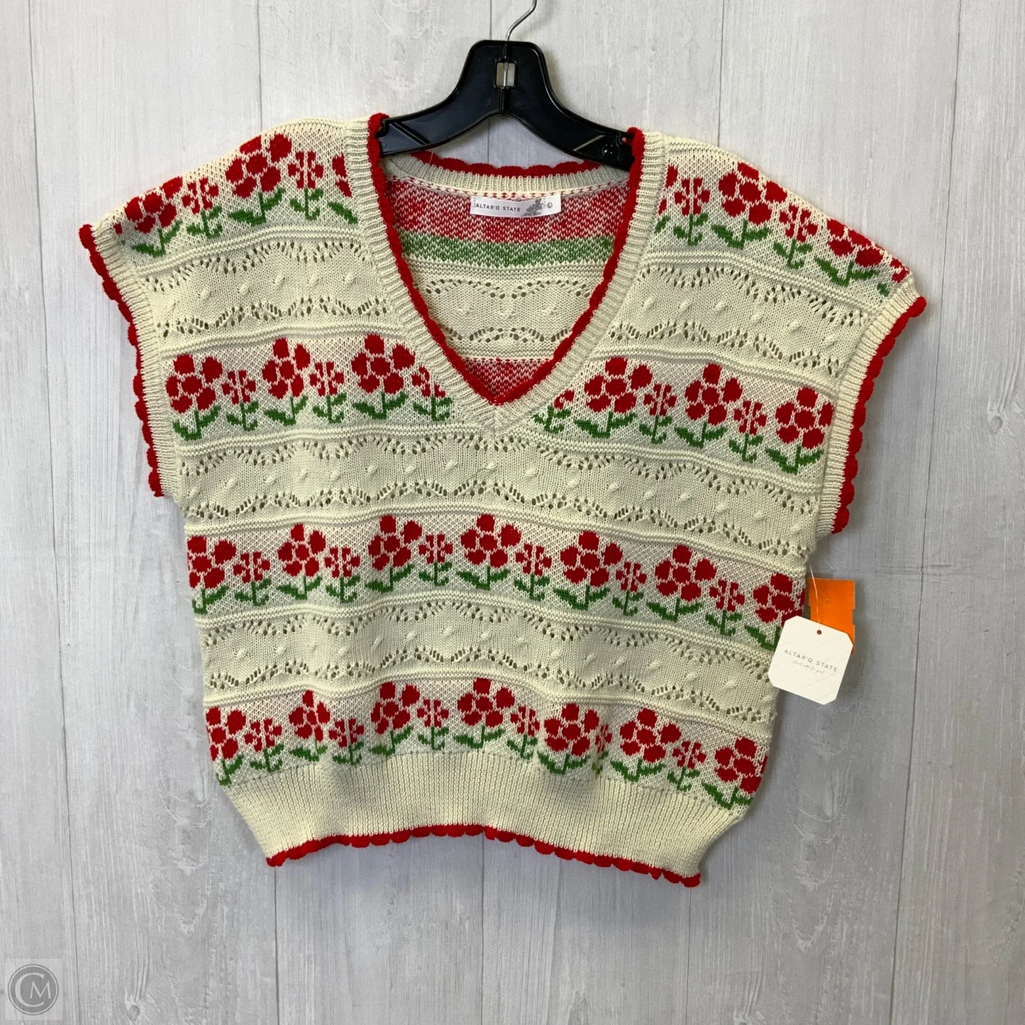 Sweater Short Sleeve By Altard State In Cream, Size: L