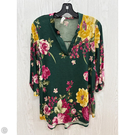 Top 3/4 Sleeve By Honeyme In Green, Size: S