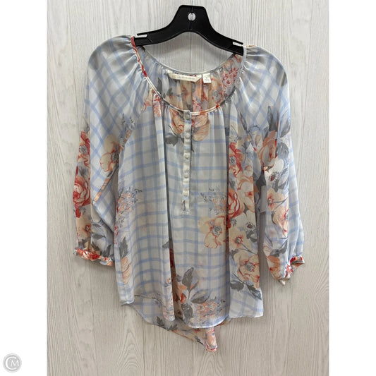 Top 3/4 Sleeve By Lc Lauren Conrad In Blue & Orange, Size: S