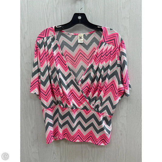 Top Short Sleeve By Sew In Love In Pink & White, Size: Xl