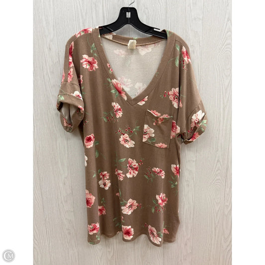 Top Short Sleeve By Flamingo Urban In Floral Print, Size: Xl